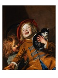 Laughing Children with a Cat