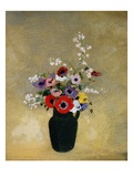 Large Green Vase with Mixed Flowers