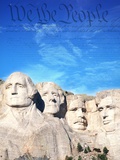 Preamble to US Constitution Above Mount Rushmore