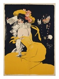Poster of a Woman in a Yellow Dress by Jules Alexandre Grun
