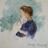 Watercolor of Mother and Child by Mary Cassatt