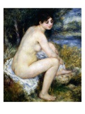 Woman Undresses Sitting in a Landscape