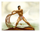 Hawaiian Net Fisherman with Outrigger  c1930s