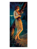 Ukulele Wahine  Topless Hula Pin-up Girl c1930s