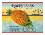 Happy Isles Brand  Pineapple Can Label  c1930s