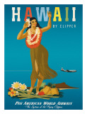 Hawaii By Clipper  Pan American Airways  Hula Girl  c1950
