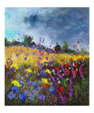 Flowers and old chapel