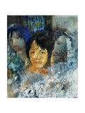 Three women's faces