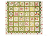 A Pieced and Appliqued Cotton Quilted Coverlet  Baltimore  Dated 1845