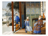 An Elderly Gentleman Listening to a Flautist in an Interior  Chinese School  Mid 19th Century