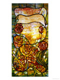 A Leaded Favrile Glass "Peony" Window Screen