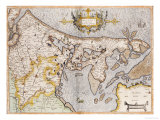 Engraved  Hand Colored Map of Holland  1595