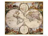 Map of the World  circa 1680