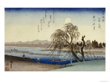Autumn Moon Over Tama River