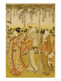 Three Women Viewing Wisteria at Kamedo