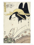 An Okubi-e Portrait of a Courtesan Representing the Hagi or Noji River