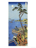 A Courtier on the Balcony of a Chinese Pavilion Looking in the Distance on a Moonlit Night