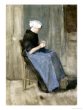 A Young Scheveningen Woman Knitting