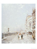 The Molo  Venice  Looking West with Figures Promenading