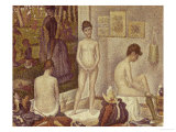 Les Poseuses Including a Reference to Dimanche Apres-Midi Sur la Grande Jatte  Umbrella