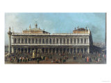 The Library and the Piazetta  Venice  Looking West  with Numerous Figures  circa 1740