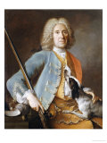 Portrait of a Sportsman Holding a Gun with a Hound