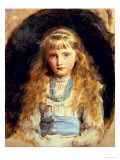 Portrait of Beatrice Caird  Wearing a White Dress with Blue Sash