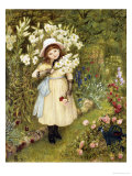 Portrait of Effie Holding a Lily and a Posy of Roses in a Garden  1876