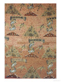 Fruit Laden Trees  Herons Taking Flight and Scrolls with an Inscription in Gothic Script