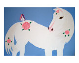 White Mustang with a Pink Nose