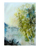 Watercolor 5575 Pond landscape