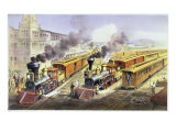 American Railroad Scene-Lightning Express Trains