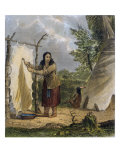 Indian Woman Dressing a Buffalo Skin