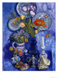 Blue Still Life with Poppies and Shells