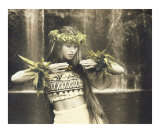 Hula dancer at waterfall