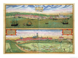 Elsenor and Ripen  from "Civitates Orbis Terrarum" by Georg Braun and Frans Hogenburg  circa 1572