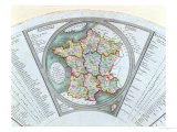 Fan Depicting the Map of France as Divided into 9 Regions  10 Metropolis and 83 Departments  1790