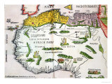 Map of North Africa and West Africa  Published in Strasbourg in 1522