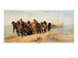 Convicts Pulling a Boat Along the Volga River  Russia  1873