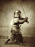 Samurai with Raised Sword  circa 1860
