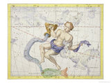 Constellation of Aquarius  Plate 9 from "Atlas Coelestis " by John Flamsteed  Published in 1729