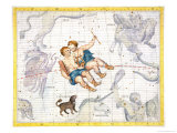 Constellation of Gemini with Canis Minor  Plate 13 from "Atlas Coelestis"