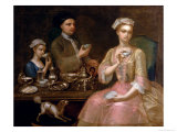 A Family of Three at Tea  circa 1727