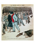 The Misery of Workers and the Unemployed in the Snow  Illustration from "Le Chambard Socialiste"
