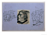 Manuscript Page with Portrait of Berthe  Baudelaire's Last Mistress  Brussels 1864