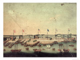 View of the Hongs at Canton with Danish  Austrian  American  Swedish  British and Dutch Factories