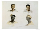 A Hottentot  a Hottentot Woman  a Kaffre  a Kaffre Woman: Four Head and Shoulder Vignettes