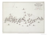 The Battle of Trafalgar  21st October 1805  Positions in the Battle  circa 1830s