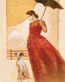 Lady in Red with Dog