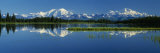 Reflection of Mountains in Lake  Mt Foraker and Mt Mckinley  Denali National Park  Alaska  USA